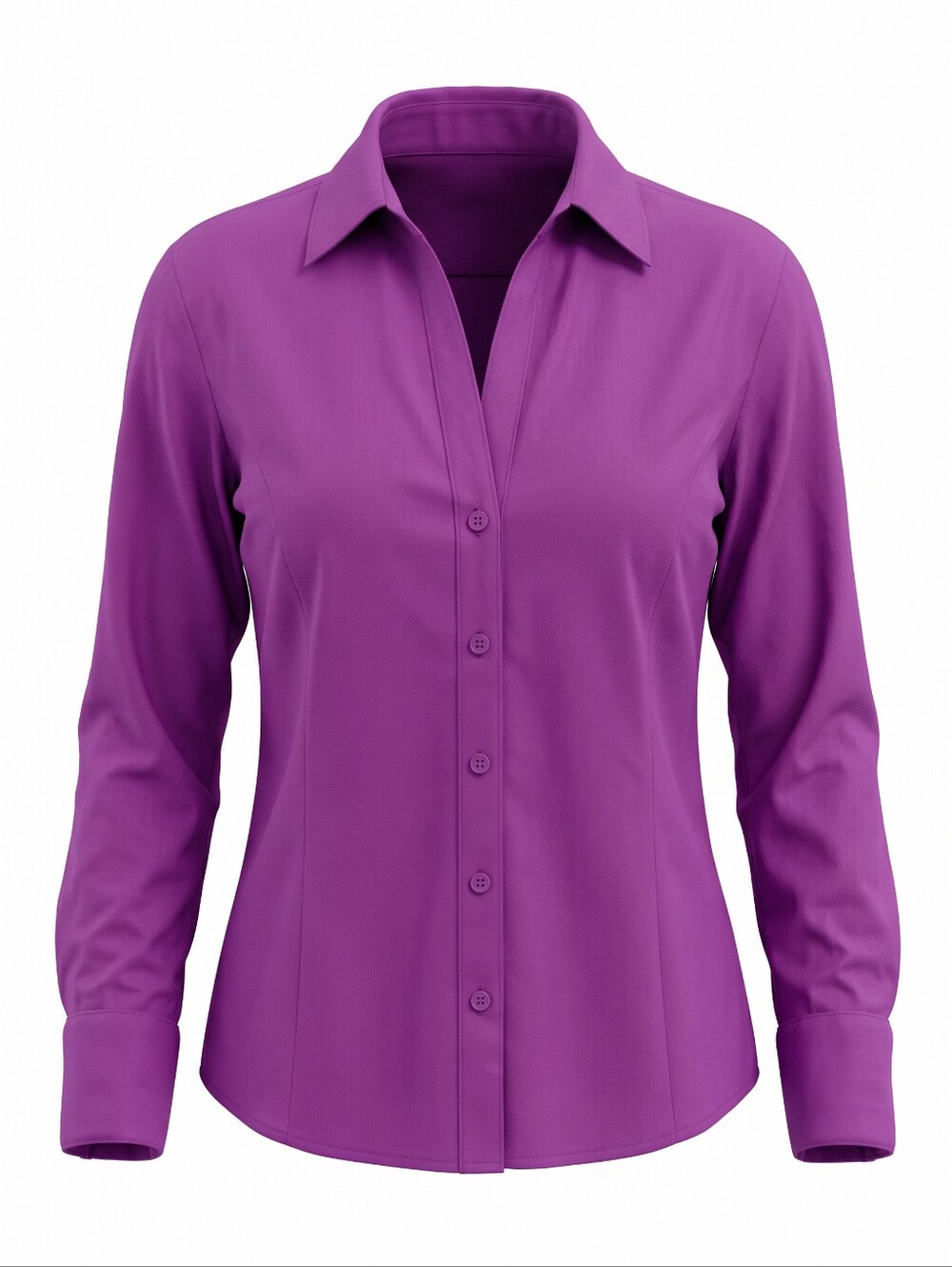 New York & Co. Women’s Purple Button-Down Shirt - Tailored Long Sleeve Classic